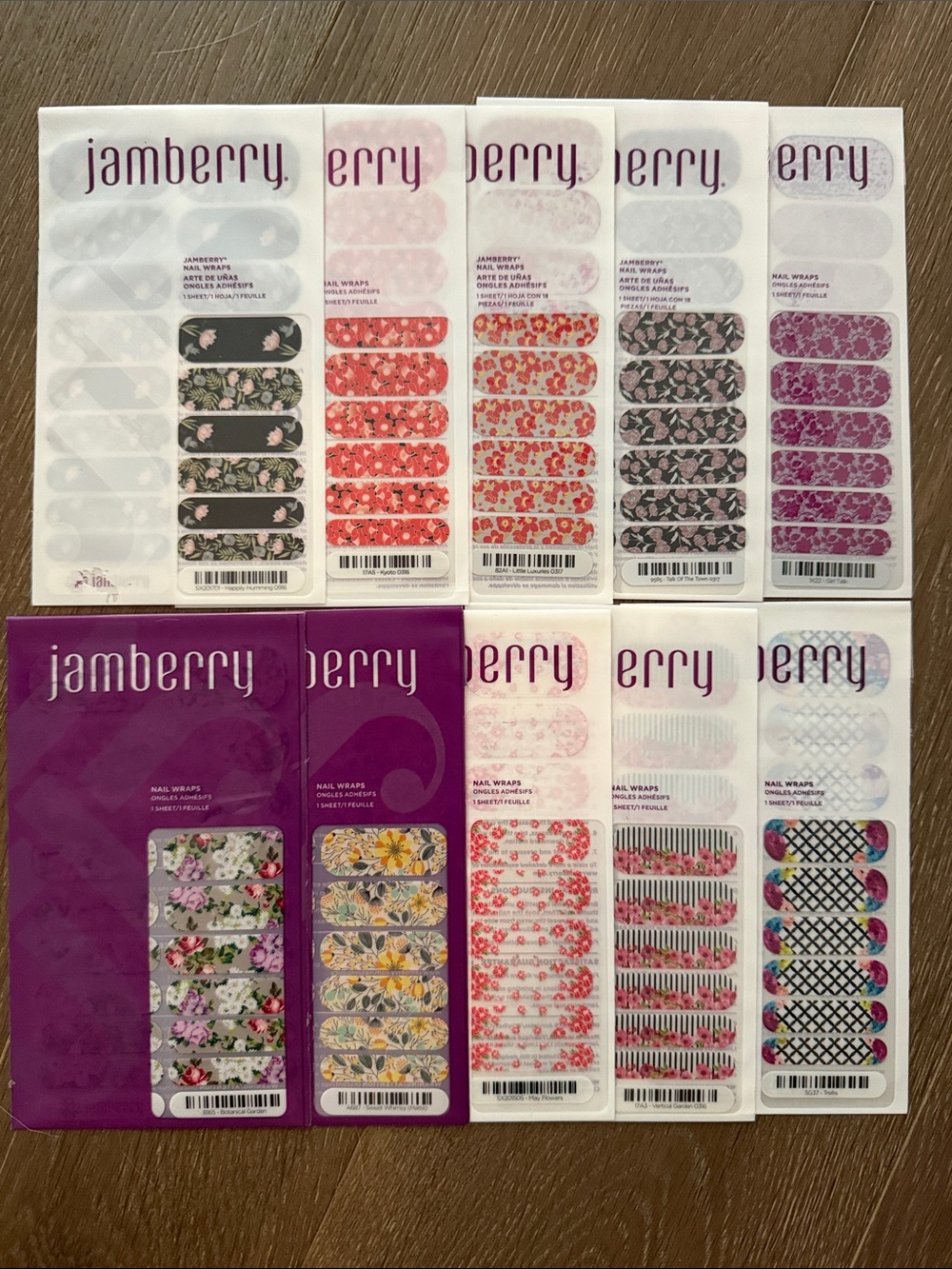 Jamberry Floral Nail Wraps - Assorted Pink, Purple, Black, White